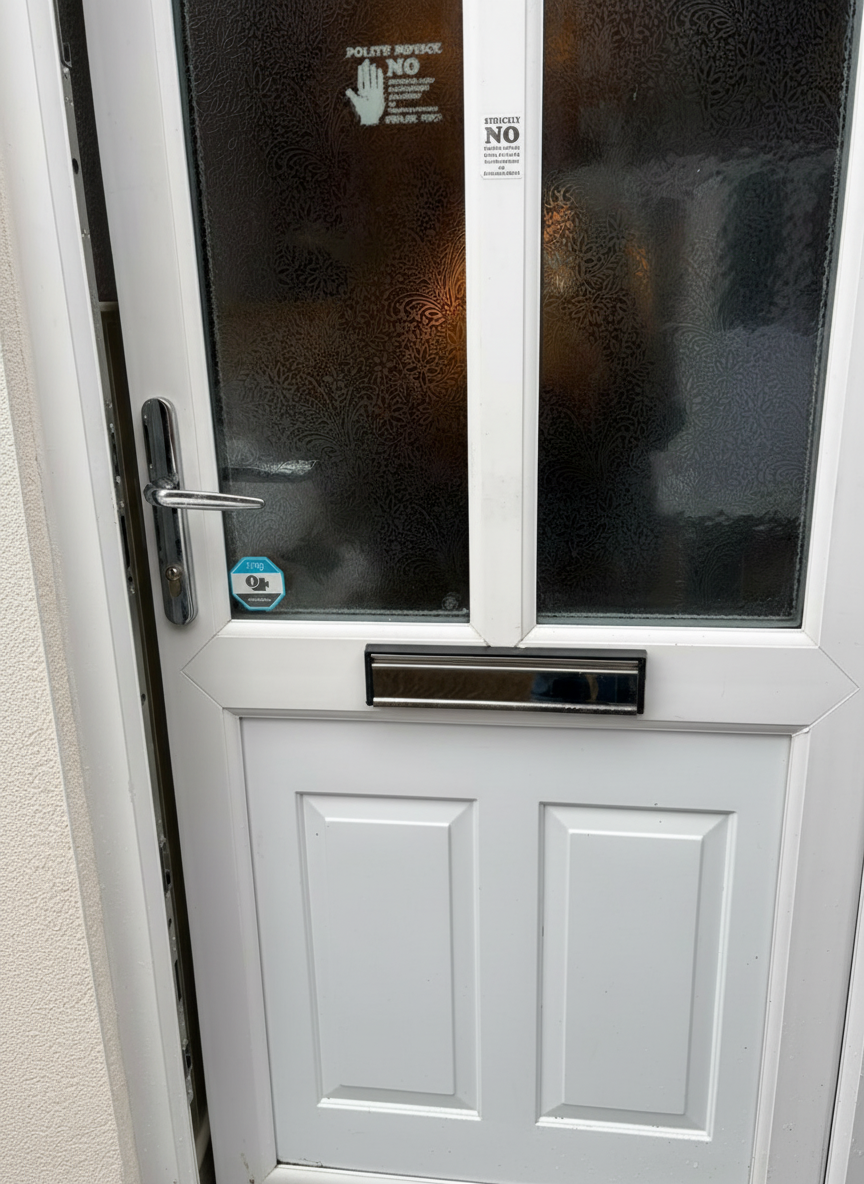 UPVC door multipoint locking mechanism being repaired – specialist door repair service in Wrexham, Chester and Shrewsbury
